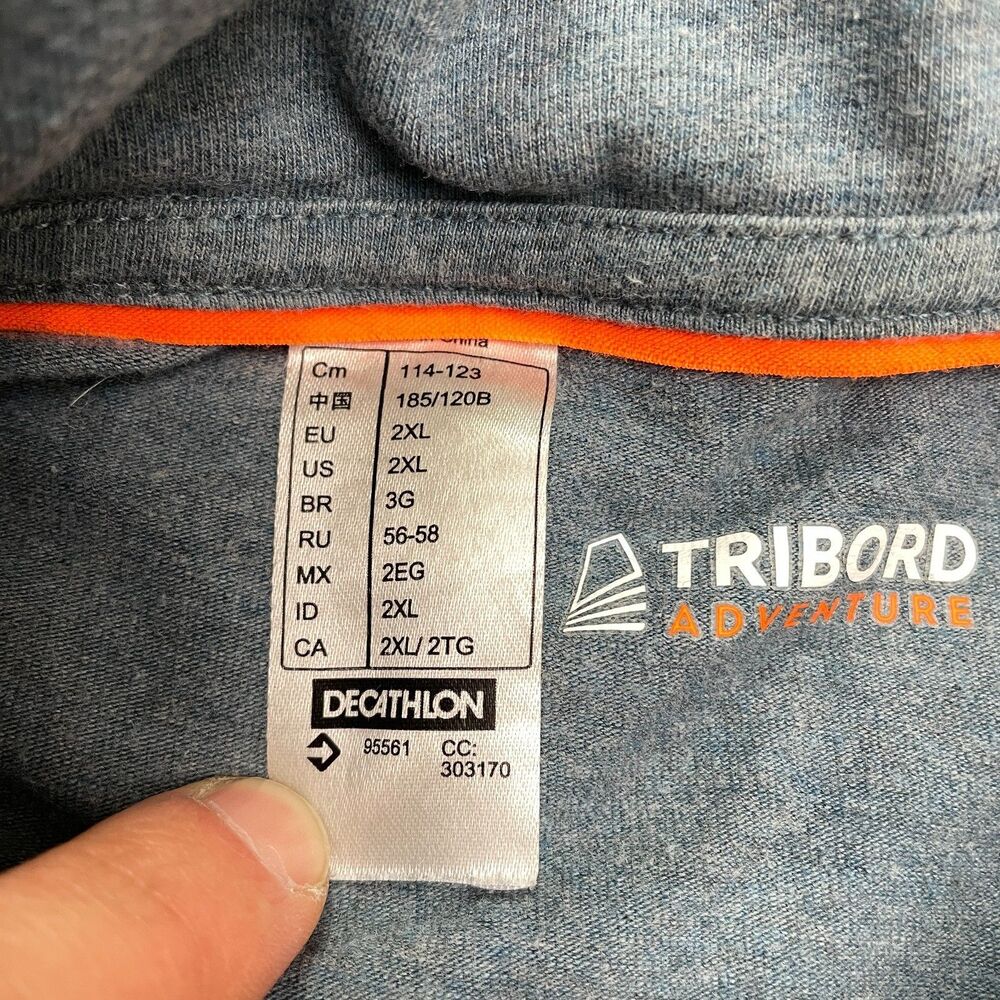Decathlon 100M Tribord Adventure Polo Shirt Mens 2XL Heather Gray Sailing Soft - Picture 4 of 13